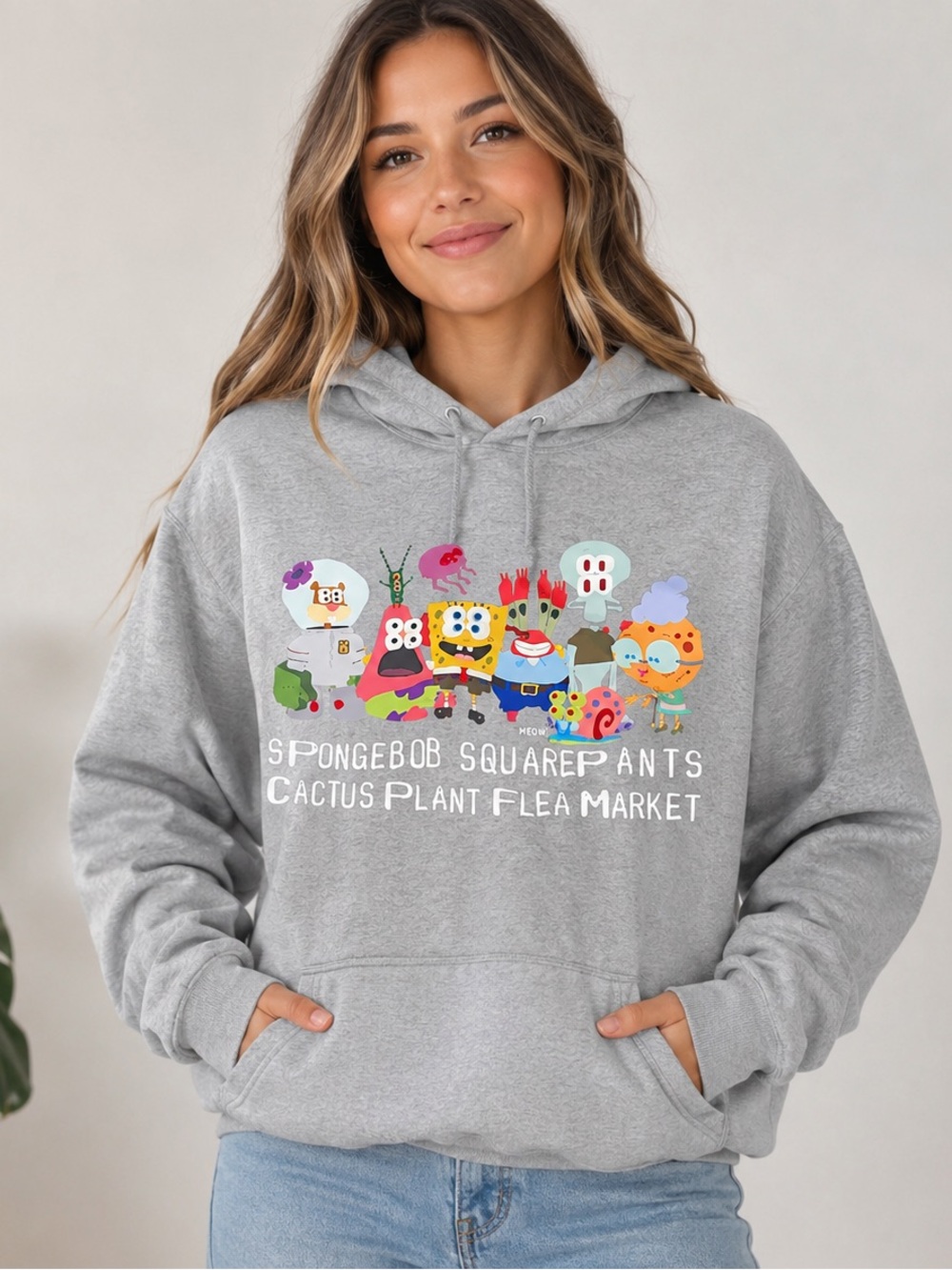 Uniqlo X Cactus Plant Flea Market Sz L SpongeBob Square Pants Hoodie Streetwear
